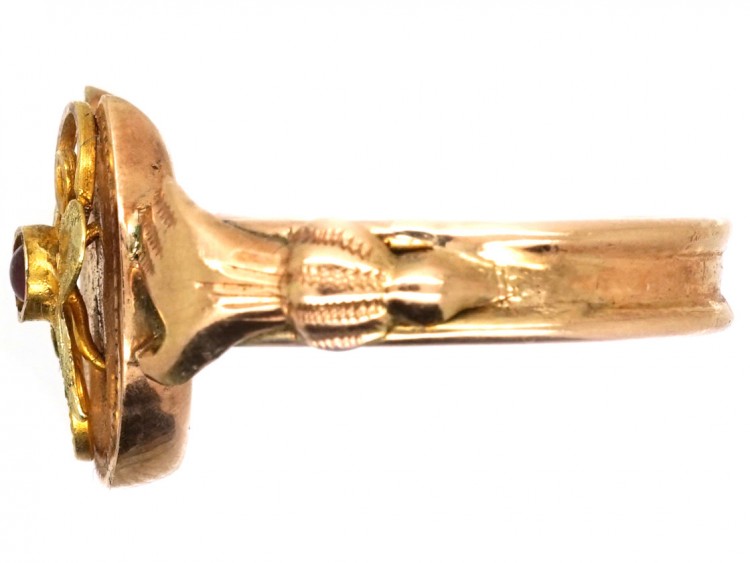 Two Colour Gold Hands & Horseshoe Ring