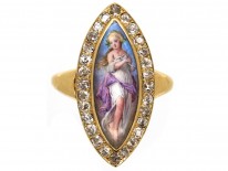 Victorian 18ct Gold & Diamond & Enamel Miniature of a Nymph Ring