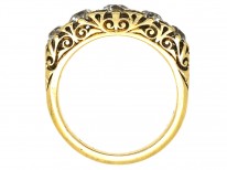 Victorian 18ct Gold Five Stone Diamond Carved Half Hoop Ring