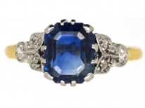 Edwardian 18ct Gold & Platinum, Sapphire & Diamond Ring