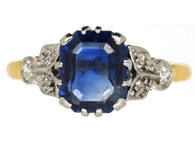 Edwardian 18ct Gold & Platinum, Sapphire & Diamond Ring