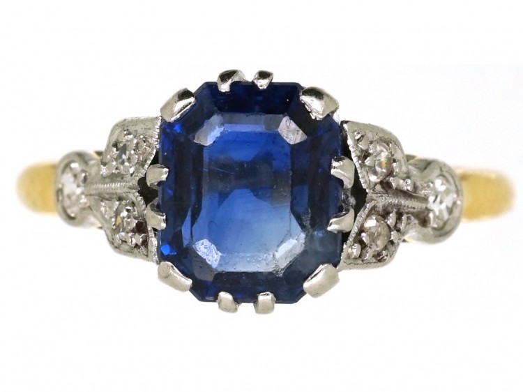 Edwardian 18ct Gold & Platinum, Sapphire & Diamond Ring