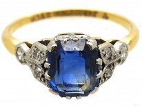 Edwardian 18ct Gold & Platinum, Sapphire & Diamond Ring