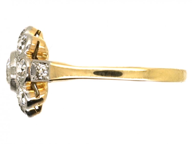 Early 20th Century 14ct White Gold Diamond Cluster Ring With Diamond Shoulders