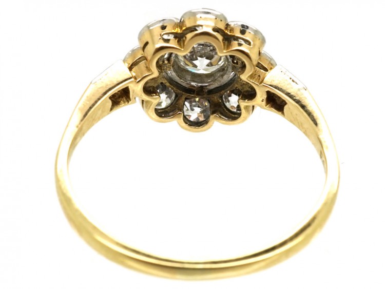 Early 20th Century 14ct White Gold Diamond Cluster Ring With Diamond Shoulders