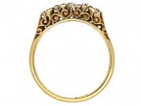 Victorian 18ct Gold, Five Stone Diamond Carved Half Hoop Ring