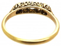 Victorian 18ct Gold, Five Stone Diamond Carved Half Hoop Ring