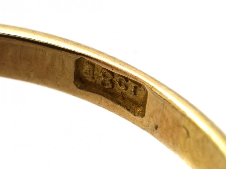 Victorian 18ct Gold, Five Stone Diamond Carved Half Hoop Ring