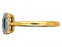 Art Deco 18ct Gold & Platinum, Sapphire & Diamond Two Square Ring