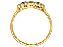 Art Deco 18ct Gold & Platinum, Sapphire & Diamond Two Square Ring