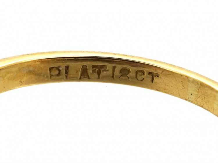 18ct Gold & Platinum, Three Stone Sapphire & Diamond Ring