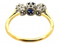 18ct Gold & Platinum, Three Stone Sapphire & Diamond Ring