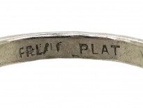 French Platinum Art Deco Square Set Diamond Target Ring