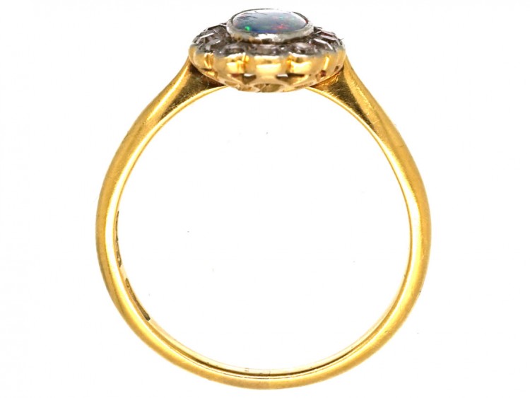 Edwardian 18ct Gold & Platinum, Black Opal & Diamond Ring