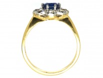 18ct Gold & Platinum Sapphire & Diamond Oval Cluster Ring
