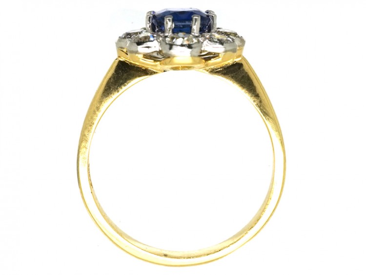 18ct Gold & Platinum Sapphire & Diamond Oval Cluster Ring
