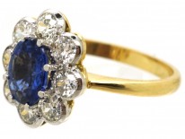 18ct Gold & Platinum Sapphire & Diamond Oval Cluster Ring