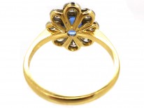 18ct Gold & Platinum Sapphire & Diamond Oval Cluster Ring
