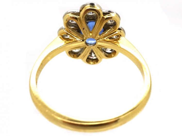 18ct Gold & Platinum Sapphire & Diamond Oval Cluster Ring