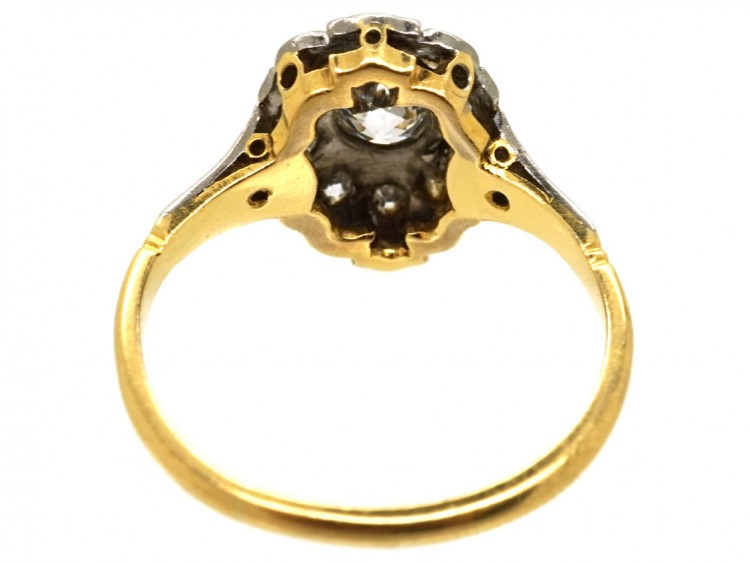 Art Deco Oval Diamond Cluster Ring With Diamond Shoulders