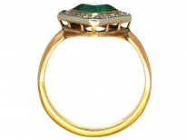 Art Deco 18ct Gold & Platinum, Emerald & Diamond, Diamond Shaped Ring