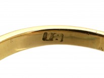 Victorian 18ct Gold, Sapphire & Diamond Three Stone Carved Half Hoop Ring