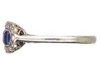 Edwardian Platinum, Sapphire & Diamond Boat Shaped Ring