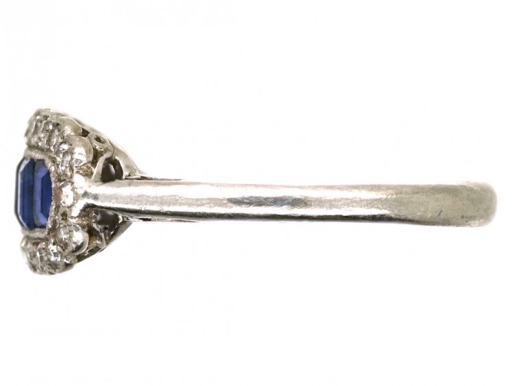 Edwardian Platinum, Sapphire & Diamond Boat Shaped Ring