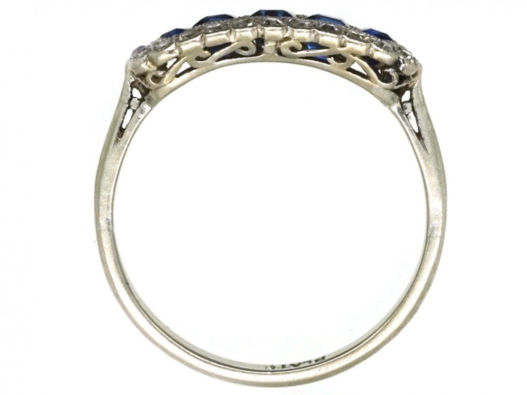 Edwardian Platinum, Sapphire & Diamond Boat Shaped Ring