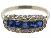 Edwardian Platinum, Sapphire & Diamond Boat Shaped Ring