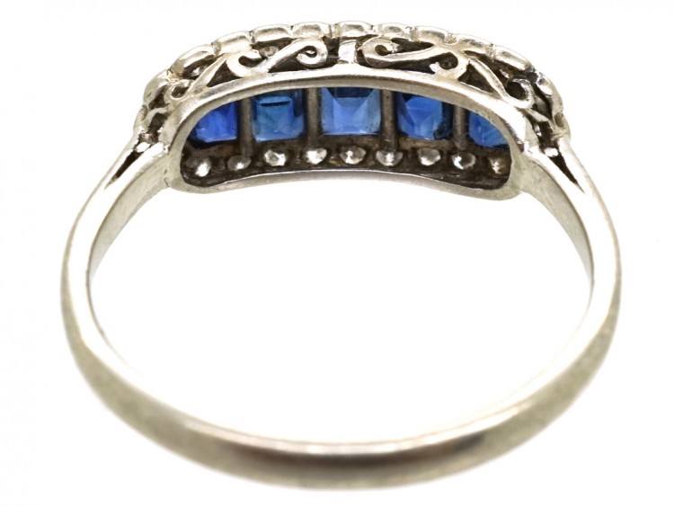 Edwardian Platinum, Sapphire & Diamond Boat Shaped Ring