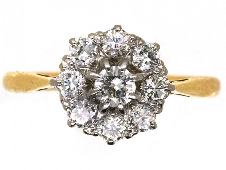 18ct Gold & Platinum Diamond Cluster Ring