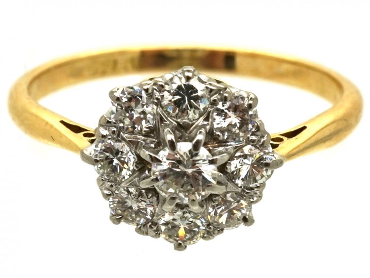 18ct Gold & Platinum Diamond Cluster Ring