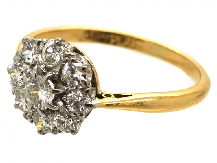 18ct Gold & Platinum Diamond Cluster Ring