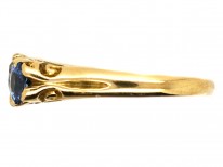 Edwardian 18ct Gold, Sapphire & Diamond Carved Half Hoop Ring