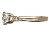 18ct Gold & Platinum, Diamond Solitaire Ring With Diamond Shoulders