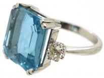 18ct White Gold, Aquamarine & Diamond Ring