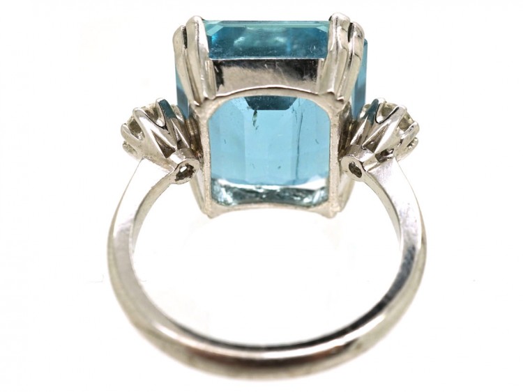 18ct White Gold, Aquamarine & Diamond Ring