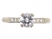 Platinum & Diamond Solitaire Ring With Diamond Set Shoulders