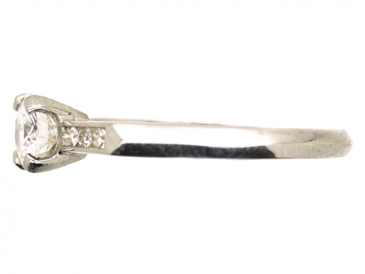 Platinum & Diamond Solitaire Ring With Diamond Set Shoulders