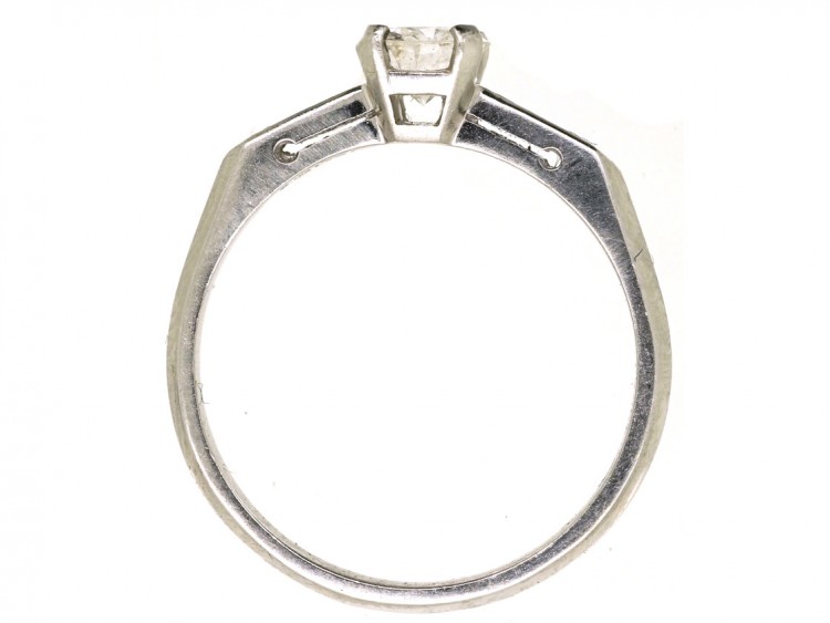 Platinum & Diamond Solitaire Ring With Diamond Set Shoulders
