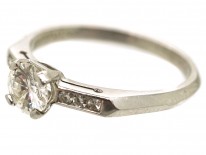 Platinum & Diamond Solitaire Ring With Diamond Set Shoulders