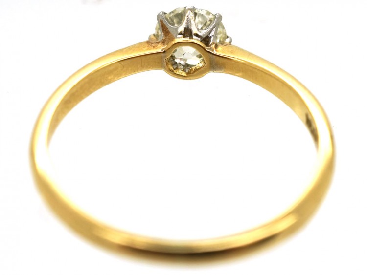 Edwardian 18ct Gold, Diamond Solitaire Ring