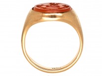 9ct Gold & Carnelian Intaglio with Crest Signet Ring