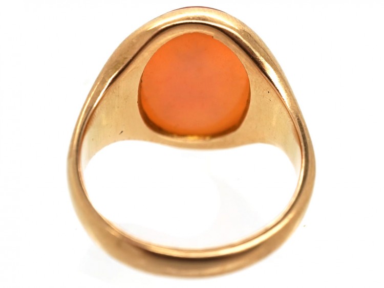 9ct Gold & Carnelian Intaglio with Crest Signet Ring