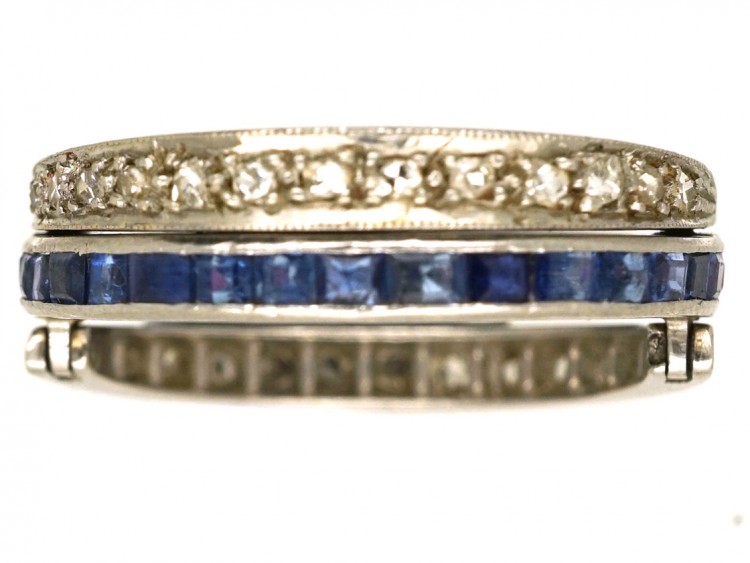 Art Deco Platinum, Diamond, Sapphire & Ruby Flipover Ring