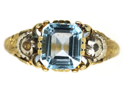 Regency 15ct Gold Aquamarine & Rose Diamond Ring Regency 15ct Gold Aquamarine & Rose Diamond Ring
