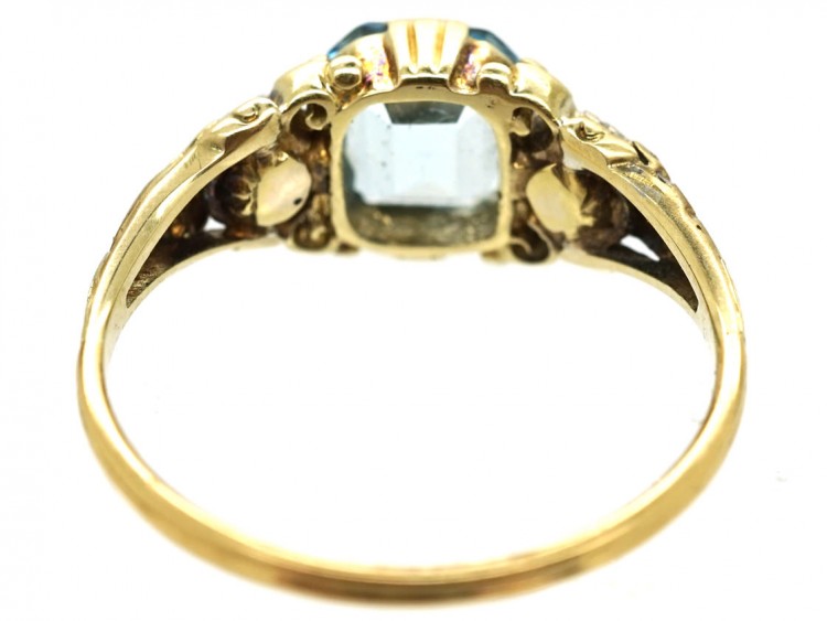 Regency 15ct Gold Aquamarine & Rose Diamond Ring