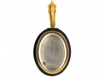 Victorian 18ct Gold & Silver Enamel Oval Pendant of a Bee & Harebells