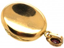 French 18ct Gold Locket Set With Garnets & a Diamond
